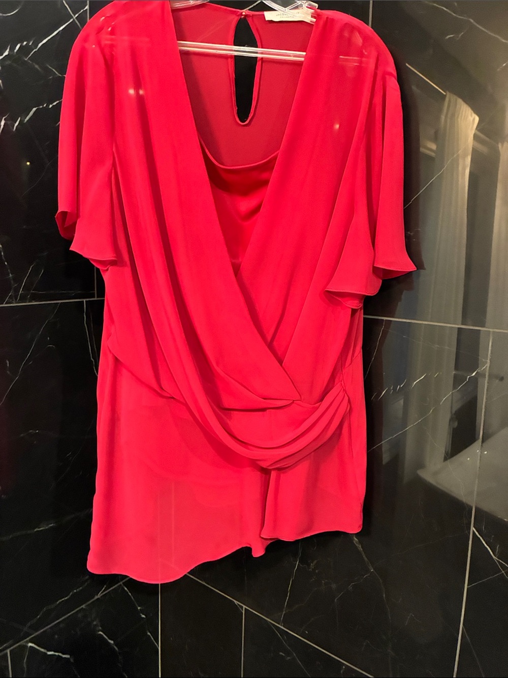 Women's Magenta Wrap-Front Chiffon Blouse with camisole